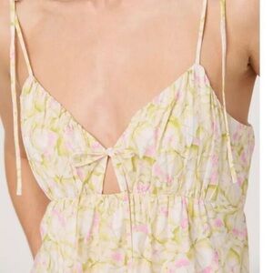 Wayf Pastel Floral Tie-Shoulder Maxi Dress in Light Yellow and Pale Pink-NWOT